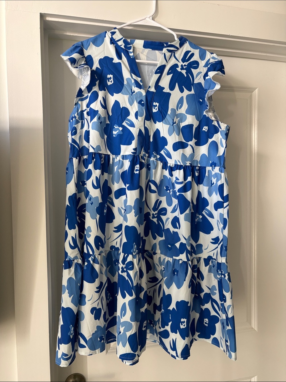 Blue Floral Tiered Dress